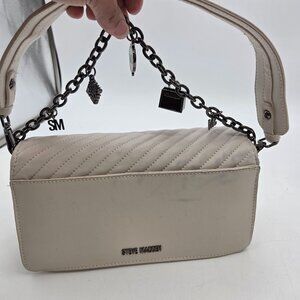 Steve Madden Quilted Shoulder Bag White Chain Strap Small Purse